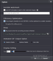 Showing the configurable program settings in Watermark Software